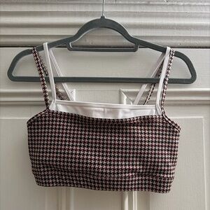 Abercrombie & Fitch Black and White Houndstooth Sports Bra